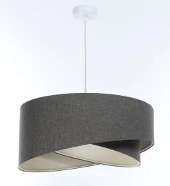 BPS Koncept Hängeleuchte E27 rund Ø 40 cm Grau Stoff Modern INGRAM< Wohnzimmerlampen|Schlafzimmer Lampen