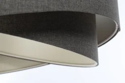 BPS Koncept Hängeleuchte E27 rund Ø 40 cm Grau Stoff Modern INGRAM< Wohnzimmerlampen|Schlafzimmer Lampen