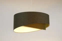 BPS Koncept Hängeleuchte E27 rund Ø 40 cm Grau Stoff Modern INGRAM< Wohnzimmerlampen|Schlafzimmer Lampen