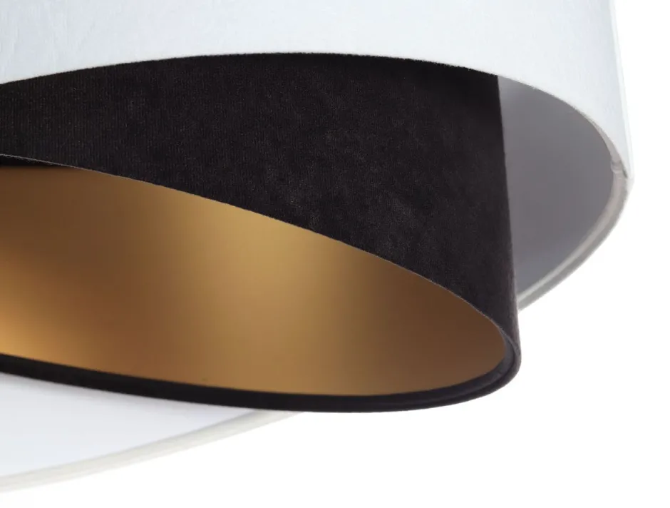 BPS Koncept Hängeleuchte E27 rund Ø 50 cm Stoff Weiß Schwarz Gold< Hängelampen|Bürolampen