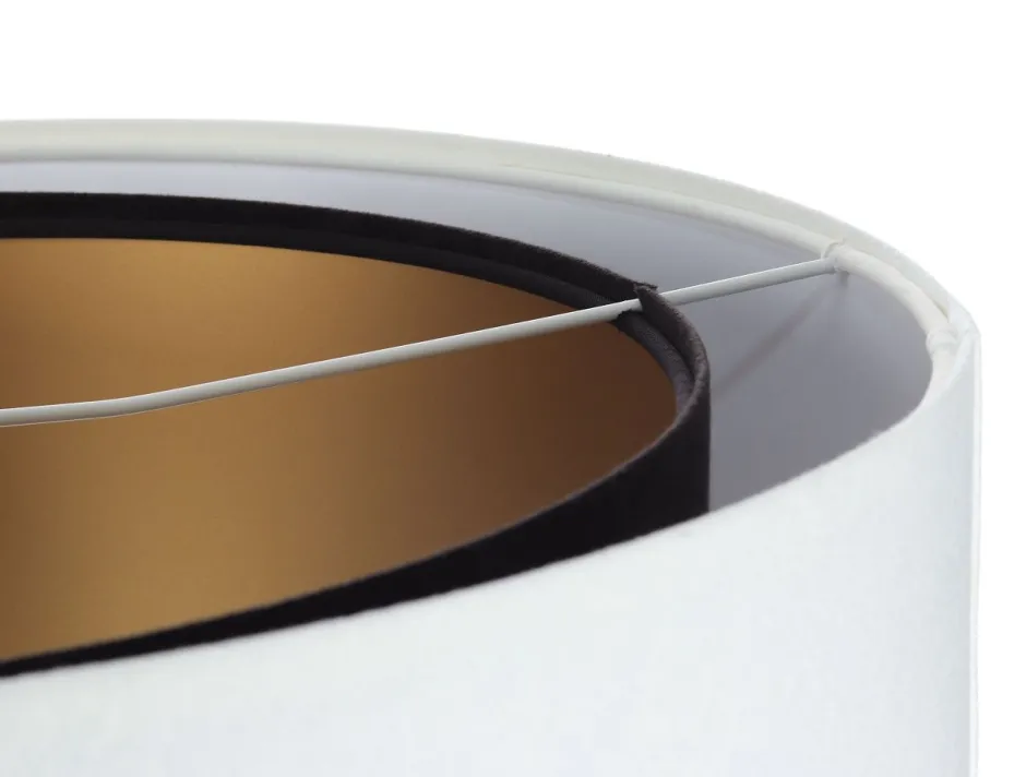 BPS Koncept Hängeleuchte E27 rund Ø 50 cm Stoff Weiß Schwarz Gold< Hängelampen|Bürolampen