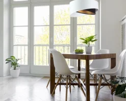 BPS Koncept Hängeleuchte E27 rund Ø 50 cm Stoff Weiß Schwarz Gold< Hängelampen|Bürolampen