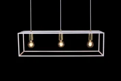 Emibig Hängeleuchte eckig Retro Weiß verstellbar 3x E27 Metall< Hängelampen|Esszimmer Lampen