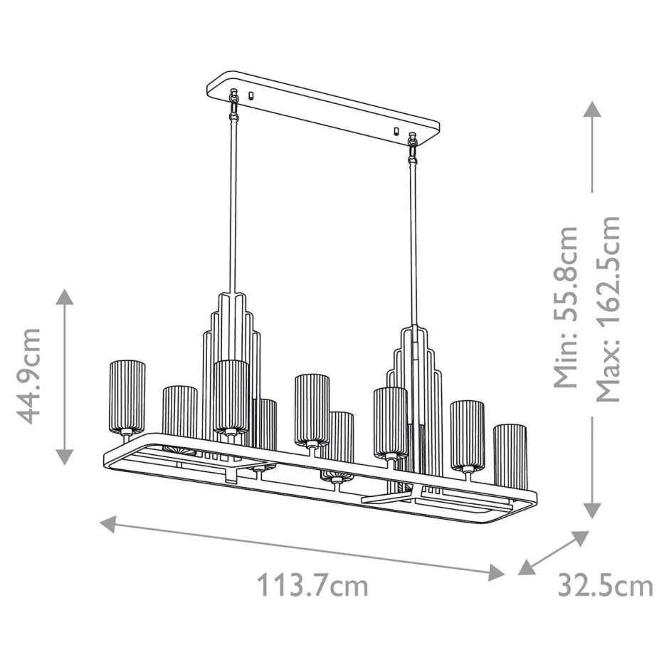 Hängelampen|Bürolampen*Elstead Hängeleuchte Esstisch 113,7 cm lang groß Jugendstil