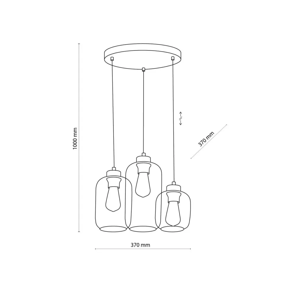 TK Lighting Hängeleuchte Esstisch Glas 3-flammig E27 elegant< Hängelampen|Esszimmer Lampen
