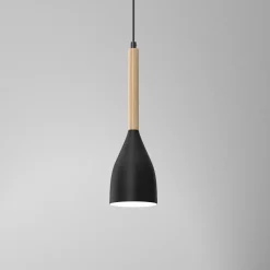 Luminex Hängeleuchte Esstisch Holz Metall E27 Ø11cm Schwarz< Esszimmer Lampen|Wohnzimmerlampen