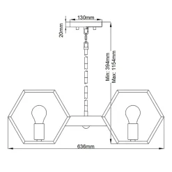 Hängelampen|Bürolampen*Elstead Hängeleuchte Esstisch Metall 63,6 cm breit H: max. 115,4 cm