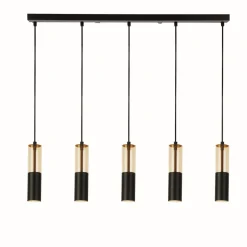 Hängelampen|Wohnzimmerlampen*Searchlight Hängeleuchte 5-flammig B: 93,5 cm Schwarz Bernstein GU10