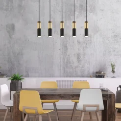 Hängelampen|Wohnzimmerlampen*Searchlight Hängeleuchte 5-flammig B: 93,5 cm Schwarz Bernstein GU10