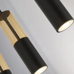 Hängelampen|Wohnzimmerlampen*Searchlight Hängeleuchte 5-flammig B: 93,5 cm Schwarz Bernstein GU10