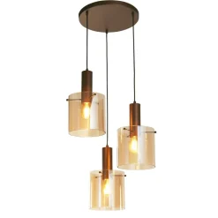 Hängelampen|Bürolampen*Searchlight Hängeleuchte 3-flammig Braun Bernstein E27 D: 47 cm
