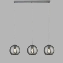 Searchlight Hängeleuchte 3-flammig Chrom Rauchgrau E27 Glas Metall< Hängelampen|Wohnzimmerlampen