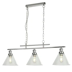 Searchlight Hängeleuchte 3-flammig Chrom Klar E27 Vintage Design< Hängelampen|Esszimmer Lampen