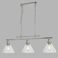 Searchlight Hängeleuchte 3-flammig Chrom Klar E27 Vintage Design< Hängelampen|Esszimmer Lampen