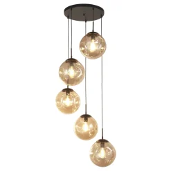 Hängelampen|Bürolampen*Searchlight Hängeleuchte 5-flammig E27 Schwarz Champagner