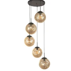 Hängelampen|Bürolampen*Searchlight Hängeleuchte 5-flammig E27 Schwarz Champagner