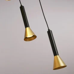 Searchlight Hängeleuchte 5-flammig GU10 Ø 37 cm in Schwarz Gold< Hängelampen|Bürolampen