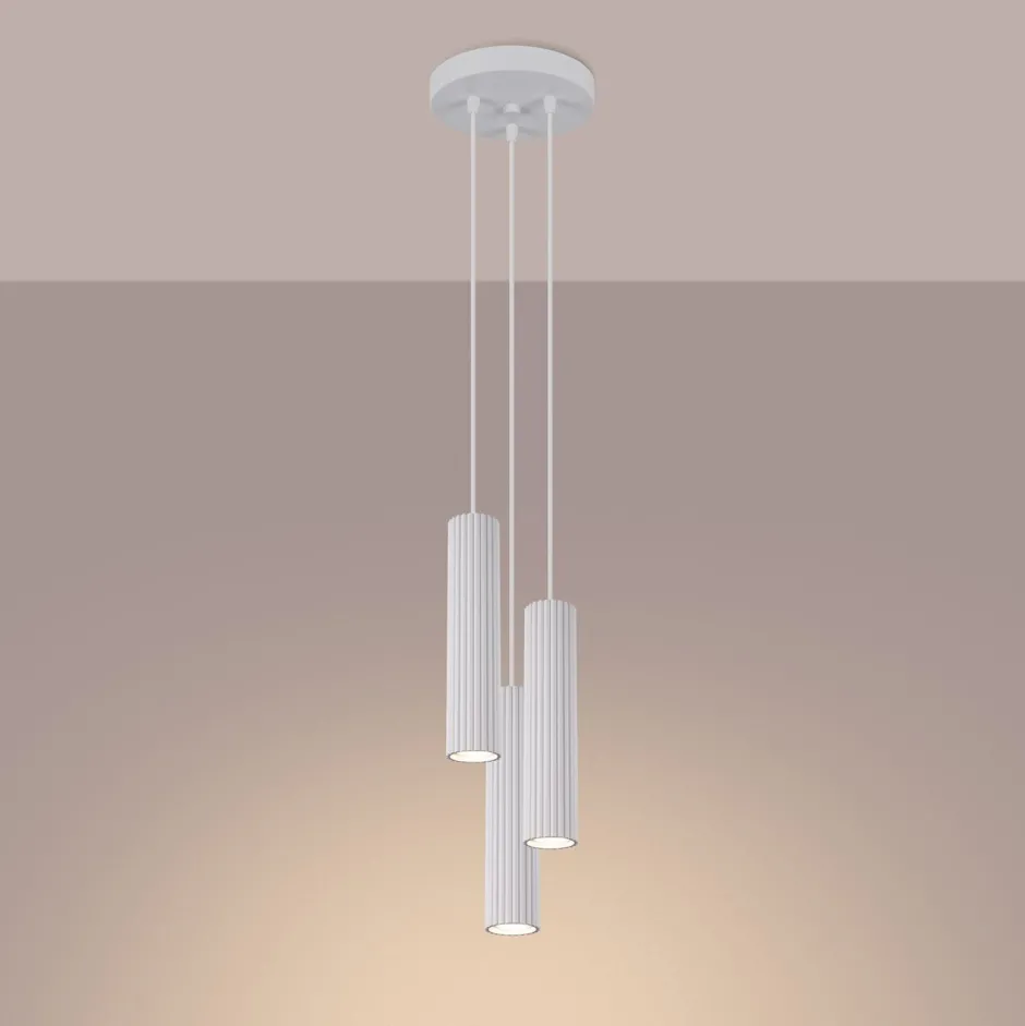 Sollux Hängeleuchte 3-flammig GU10 Modern B: 19,5 cm Weiß BERTA< Wohnzimmerlampen|Metall Lampen