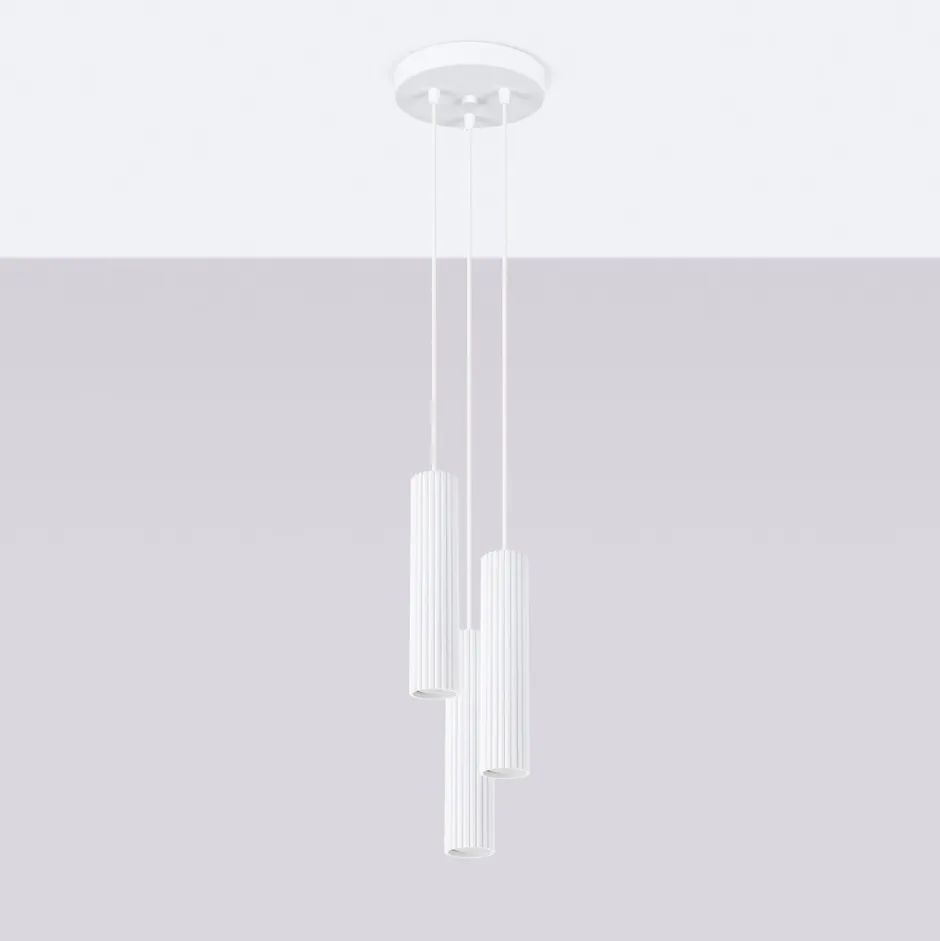 Sollux Hängeleuchte 3-flammig GU10 Modern B: 19,5 cm Weiß BERTA< Wohnzimmerlampen|Metall Lampen