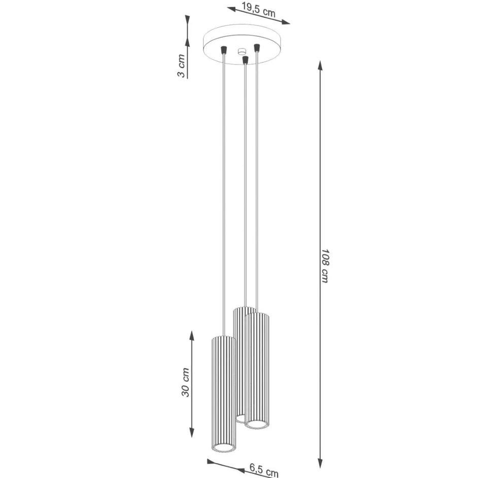 Sollux Hängeleuchte 3-flammig GU10 Modern B: 19,5 cm Weiß BERTA< Wohnzimmerlampen|Metall Lampen