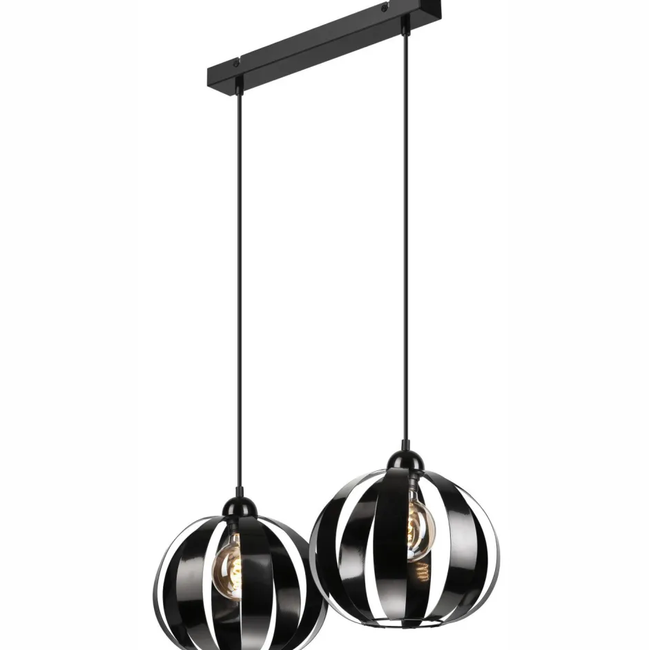 Lamkur Hängeleuchte 2-flammig höhenverstellbar Metall Schwarz E27< Küchenlampen|Kugellampen