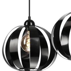 Lamkur Hängeleuchte 2-flammig höhenverstellbar Metall Schwarz E27< Küchenlampen|Kugellampen