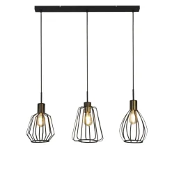 Searchlight Hängeleuchte 3-flammig in Schwarz Messing Antik E27< Hängelampen|Bürolampen