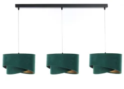 Hängelampen|Bürolampen*BPS Koncept Hängeleuchte 3-flammig in Schwarz Grün Gold E27 Velours Optik