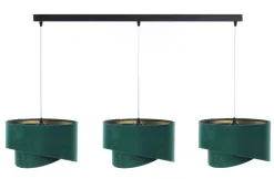 Hängelampen|Bürolampen*BPS Koncept Hängeleuchte 3-flammig in Schwarz Grün Gold E27 Velours Optik