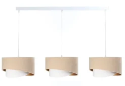 BPS Koncept Hängeleuchte 3-flammig in Weiß Beige Gold E27 Stoff< Bürolampen|Wohnzimmerlampen