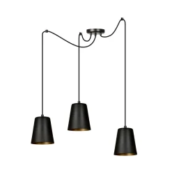 Emibig Hängeleuchte 3-flammig Schwarz Gold Metall 3x E27< Hängelampen|Esszimmer Lampen