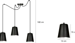 Emibig Hängeleuchte 3-flammig Schwarz Gold Metall 3x E27< Hängelampen|Esszimmer Lampen