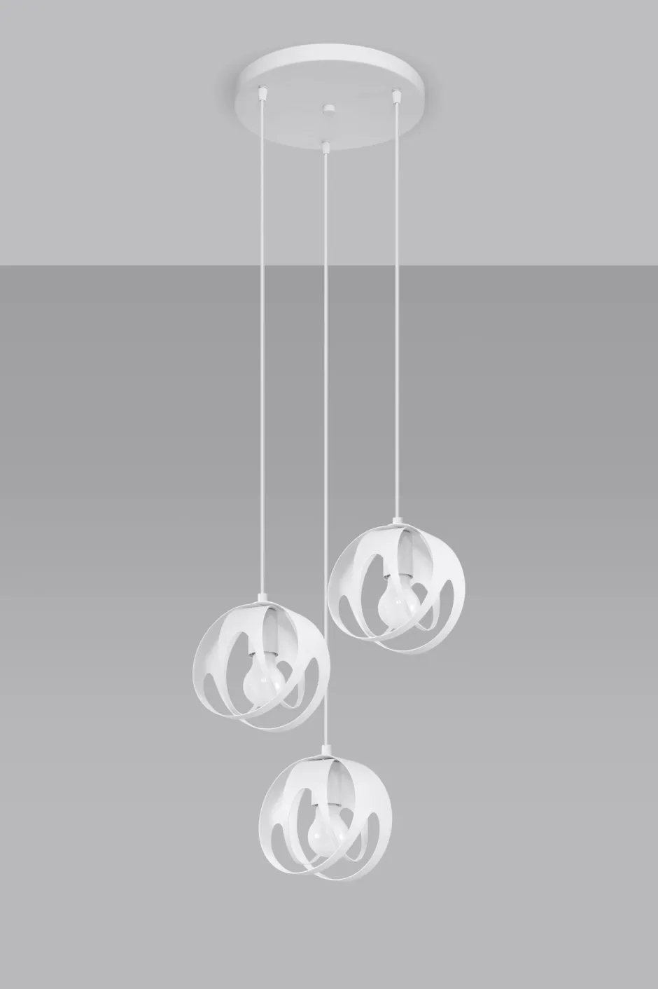 Hängelampen|Wohnzimmerlampen*Sollux Hängeleuchte 3-flammig Weiß Metall verstellbar E27