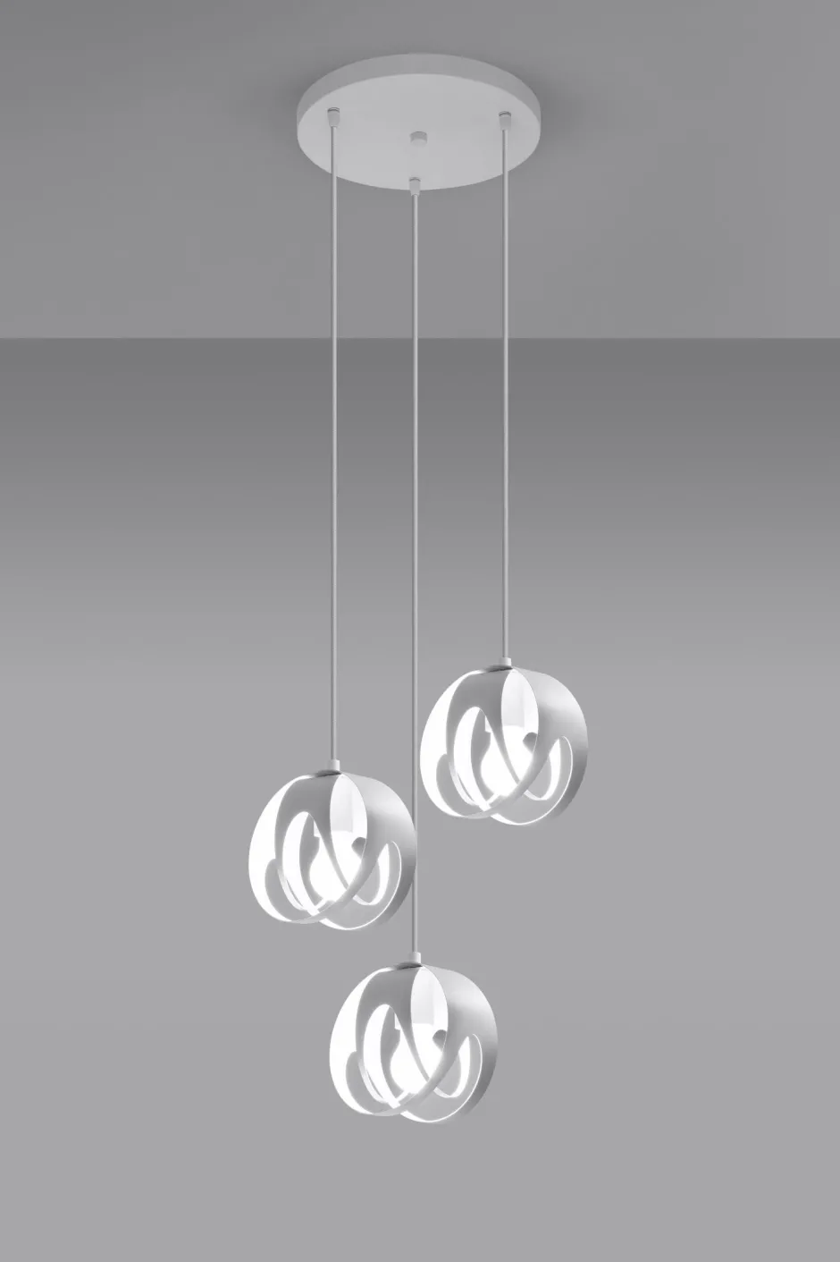 Hängelampen|Wohnzimmerlampen*Sollux Hängeleuchte 3-flammig Weiß Metall verstellbar E27