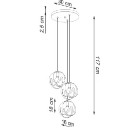 Hängelampen|Wohnzimmerlampen*Sollux Hängeleuchte 3-flammig Weiß Metall verstellbar E27