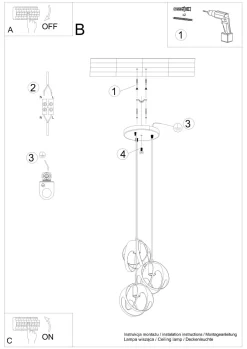 Hängelampen|Wohnzimmerlampen*Sollux Hängeleuchte 3-flammig Weiß Metall verstellbar E27