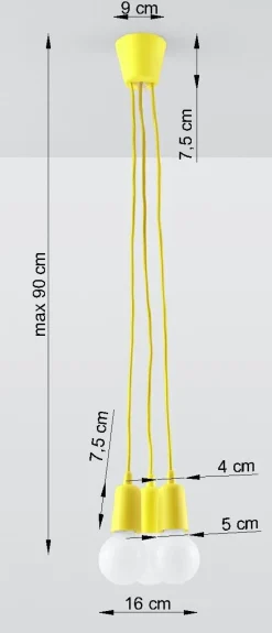 Hängelampen|Esszimmer Lampen*Sollux Hängeleuchte Gelb verstellbar bis 90cm Retro NESSA
