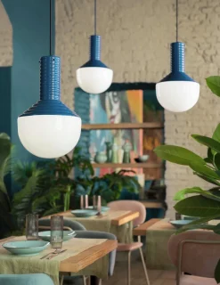 Wohnzimmerlampen|Esszimmer Lampen*Ferroluce Hängeleuchte Glas Keramik E27 Ø 24 cm H: max. 159 cm