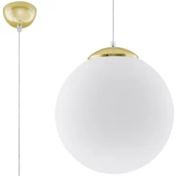 Sollux Hängeleuchte Glas Kugel Ø 30 cm E27 Weiß Gold BIANCO< Hängelampen|Wohnzimmerlampen