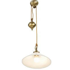 Glaslampen|Metall Lampen*Giovanni Battista Hängeleuchte Glas Messing massiv verstellbar E27