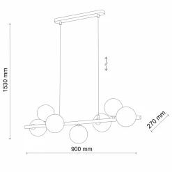 Kugellampen|Moderne Lampen*TK Lighting Hängeleuchte Glas Metall 116 cm breit Schwarz Graphit