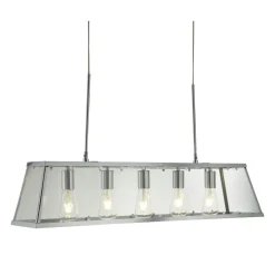 Hängelampen|Esszimmer Lampen*Searchlight Hängeleuchte Glas Metall B: 90 cm 5x E27 Chrom Klar