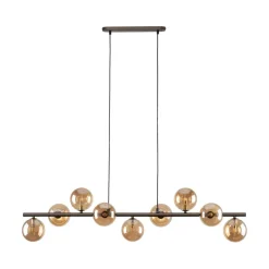 TK Lighting Hängeleuchte Glas Metall L: 116 cm Braun Bernstein 9x G9< Hängelampen|Bürolampen