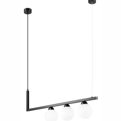 Küchenlampen|Kugellampen*Lamkur Hängeleuchte Glas Metall Schwarz Weiß Kugelschirme 3x G9