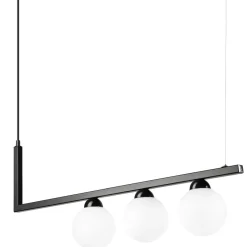 Küchenlampen|Kugellampen*Lamkur Hängeleuchte Glas Metall Schwarz Weiß Kugelschirme 3x G9