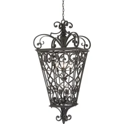 Rustikale Lampen|Designerlampen*Elstead Hängeleuchte GOTICA 3 Schwarz 8-flmg kürzbar Lampe