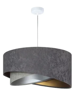 Hängelampen|Bürolampen*BPS Koncept Hängeleuchte Grau Silber Gold Ø 50 cm Stoffschirm