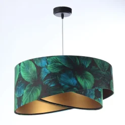 BPS Koncept Hängeleuchte Grün Gold E27 Ø 50 cm Tropical Print Stoff< Hängelampen|Bürolampen