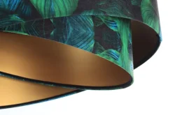 BPS Koncept Hängeleuchte Grün Gold E27 Ø 50 cm Tropical Print Stoff< Hängelampen|Bürolampen