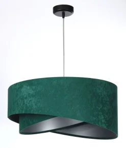 Bürolampen|Schlafzimmer Lampen*BPS Koncept Hängeleuchte Grün Silber E27 rund Ø 50 cm Velours Optik